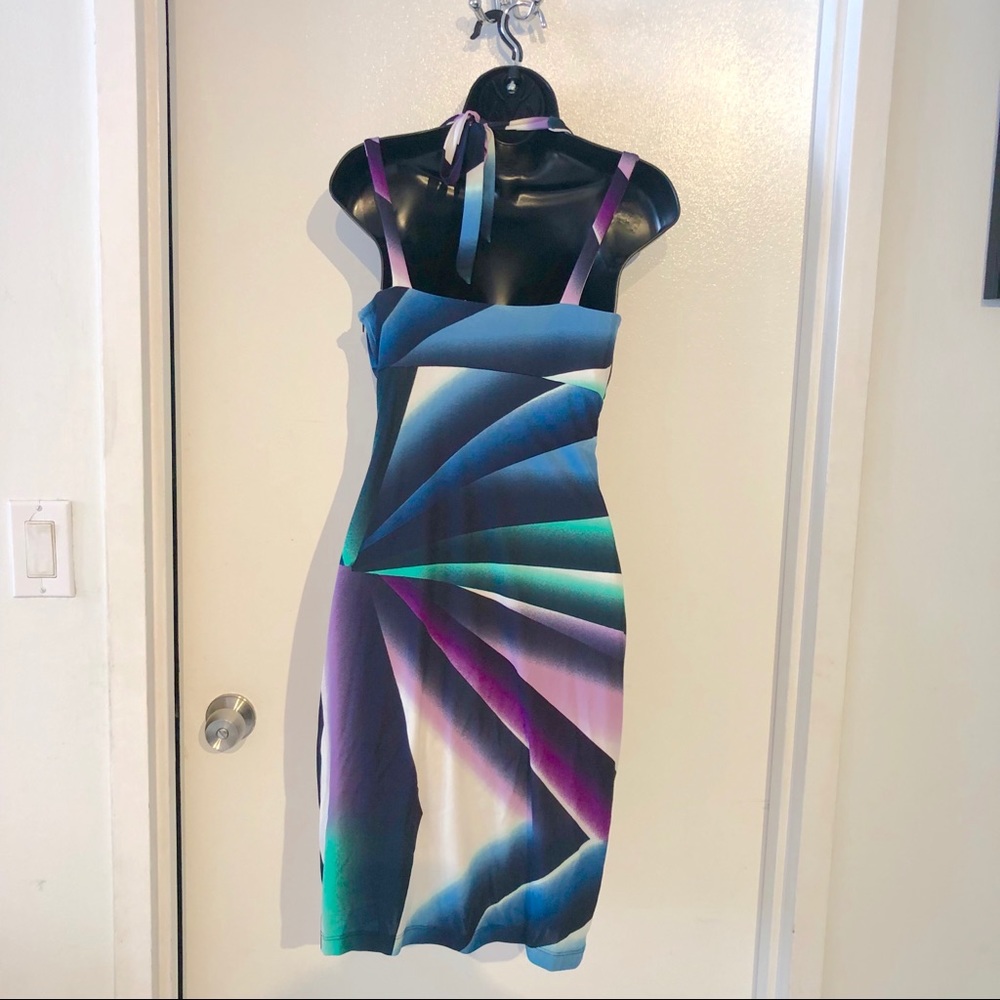 Cache Colorful Geo Print Dress With Side Zip Sz 6 - image 3